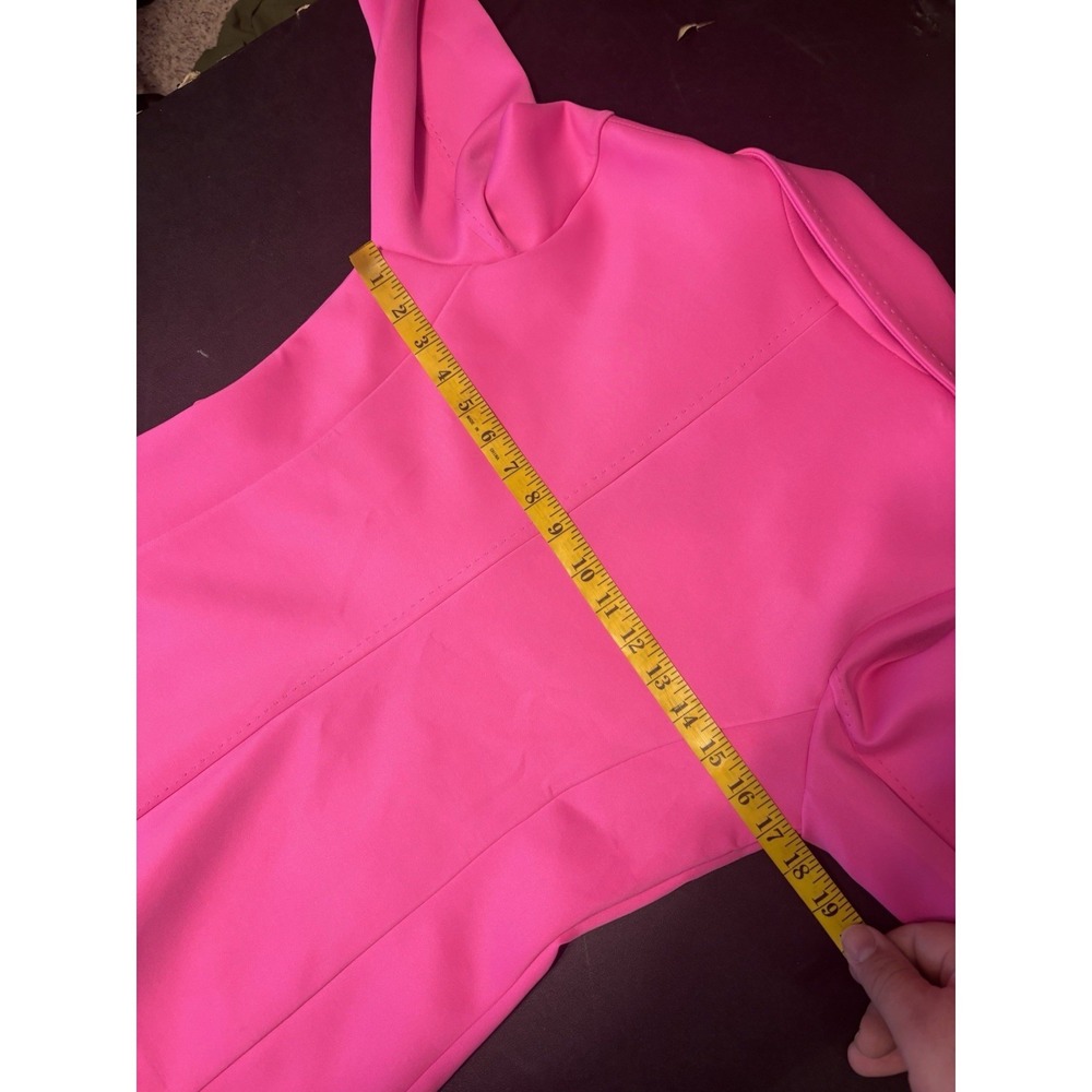 Lilly Pulitzer Pink Scuba Knit Blazer Women's Small Stretch Jacket Gold Buttons - Picture 9 of 10